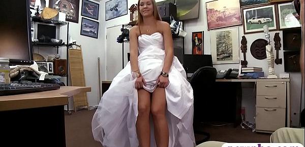  Girl in wedding dress nailed by pawn man at the pawnshop